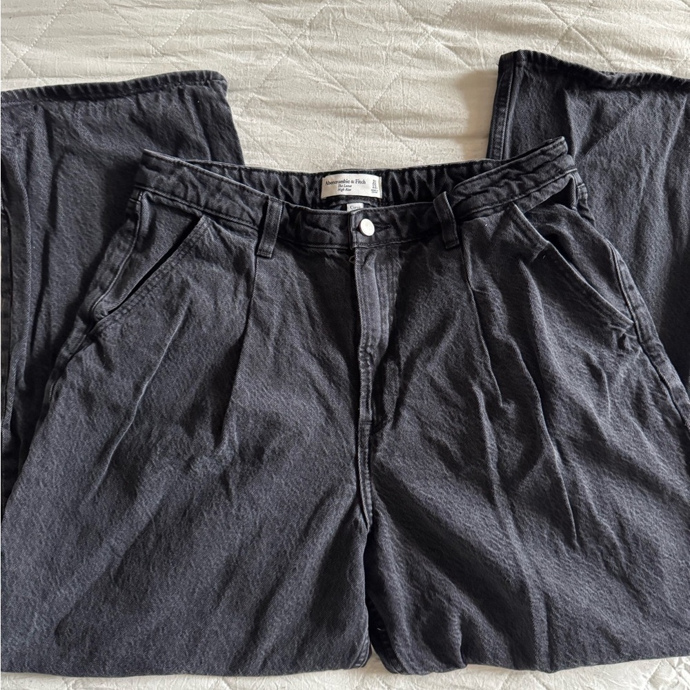 Abercrombie & Fitch The Loose High Rise Wide Leg Jeans | Black | US 12 Short